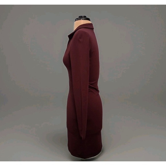Babaton Contour Polo Long Sleeve Dress Women's Size Small  Maroon Preppy Career - Picture 2 of 15